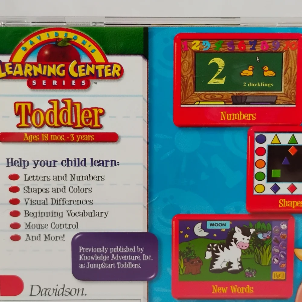 Davidson's Learning Center Toddler Education Video Game Letters Numbers Shapes
